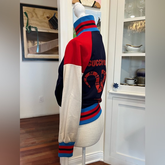 Gucci Blue & Navy Contrast Ribbed Collar Jacket - Picture 7 of 9